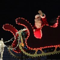 Santa waving to Meridian crowd